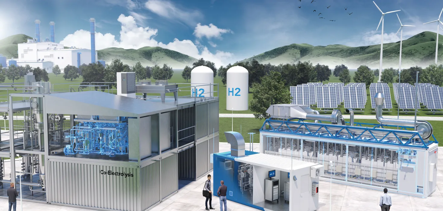 hydrogen containers next to a testing facility