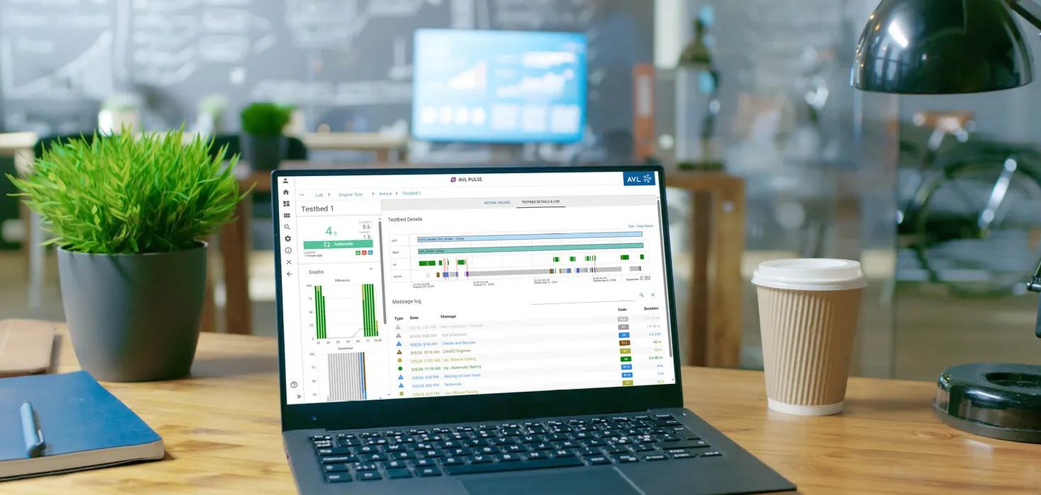AVL PULSE viewed on a laptop in the office