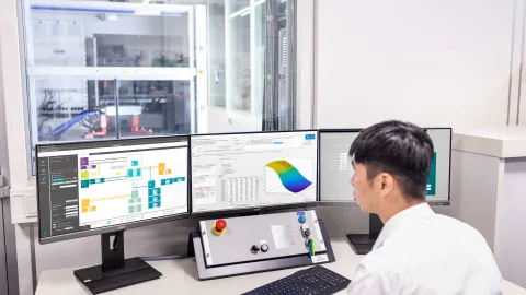 man in front of computer