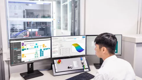 man in front of computer