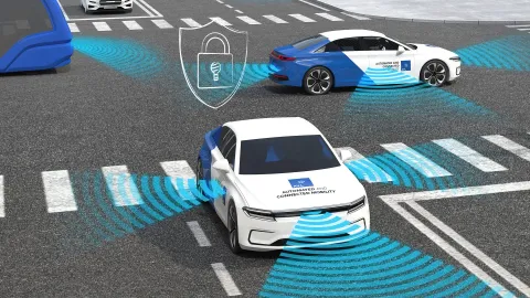 city crossing with ADAS vehicles