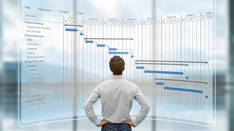man in front of the testing facility project plan
