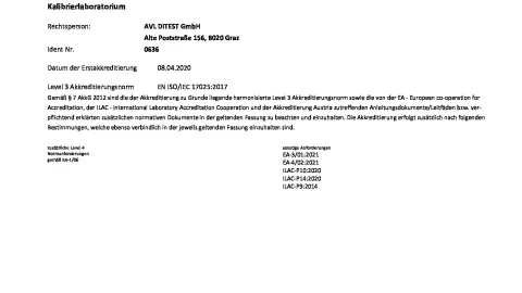 AVL DiTEST GmbH_Graz_Accreditation as Calibration Laboratory_ISO 17025_0636 