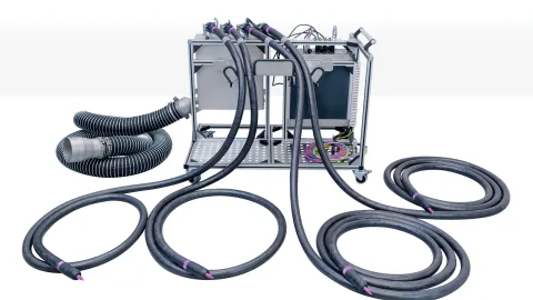 Heated lines of the point source sampling system