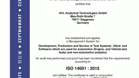 AVL Analytical Technologies GmbH_Gaggenau_ISO14001_U1530569 011-01