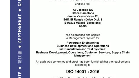 AVL Iberica S.A_Barcelona_ISO 14001_U1530569  018-01