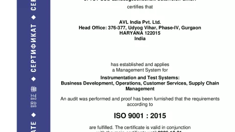 AVL India Pvt. Ltd_Gurgaon_ISO 9001_Q1530569 022-00