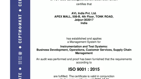 AVL India Pvt. Ltd_Jaipur_ISO 9001_Q1530569 022-10