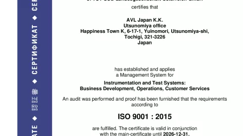 AVL Japan K.K_Utsunomiya Office_ISO 9001_Q1530569 007-03