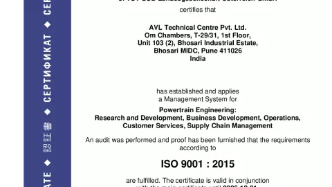 AVL Technical Center Pvt. Ltd_Pune_ISO 9001_Q1530569 022-12