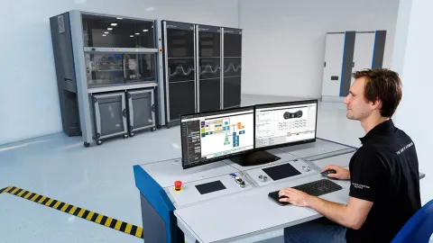 Man sitting at an operator desk