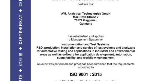 AVL Analytical Technologies GmbH_Gaggenau_ISO 9001_Q1530569 025-01