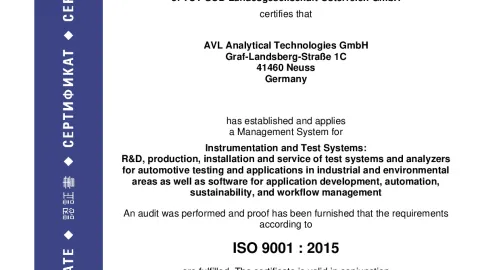 AVL Analytical Technologies GmbH_Gaggenau_ISO 9001_Q1530569 025-00