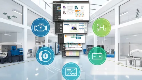 Virtual room with different screenshots in front