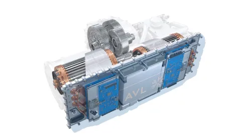 Image of an e-axle in transparent