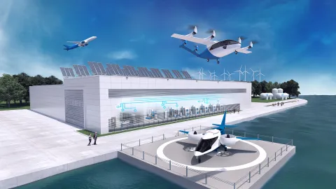 testfield with evtol in the air