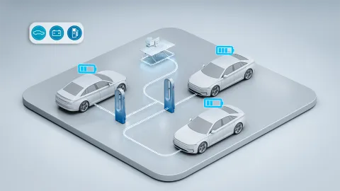 Rendering of vehicles, charging stations and monitoring