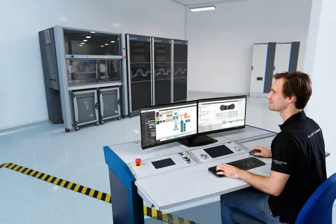 Man sitting at an operator desk
