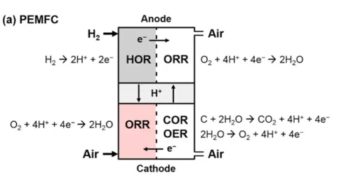 Figure 2: Mechanism of reverse-current decay during an air start-up [2].
