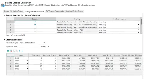 Figure 4: Bearing Selection and Force Preview